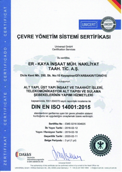 Çevre Yönetim Sistemi Sertifikası